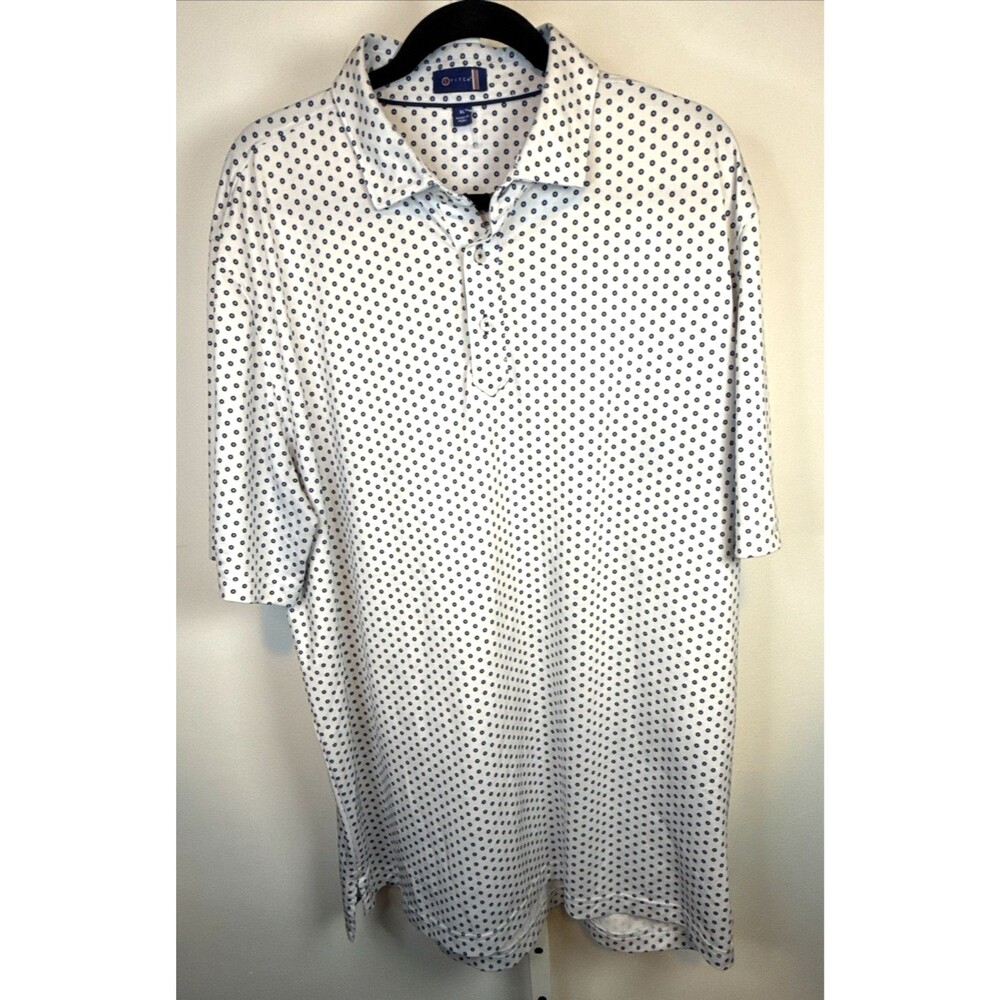 Stitch Polo Shirt Mens XL Blue Polka Dot Golf Performance Midlothian Country Clu
